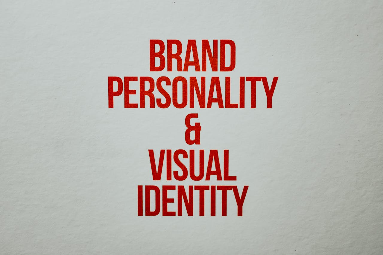 about-01 Red text emphasizing brand personality and visual identity on a neutral background.